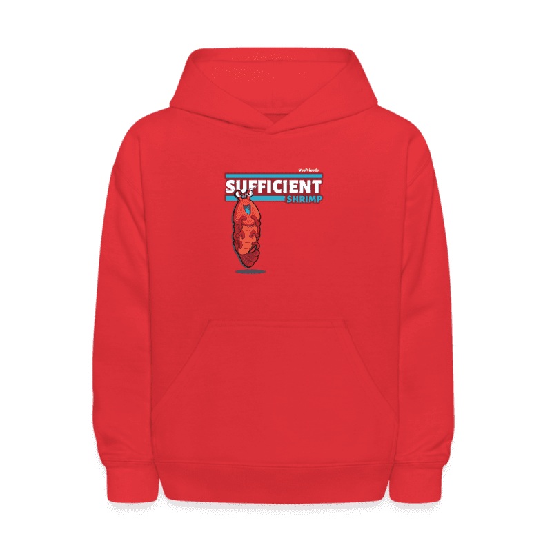 Sufficient Shrimp Character Comfort Kids Hoodie - red