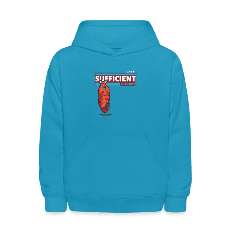 Sufficient Shrimp Character Comfort Kids Hoodie - turquoise