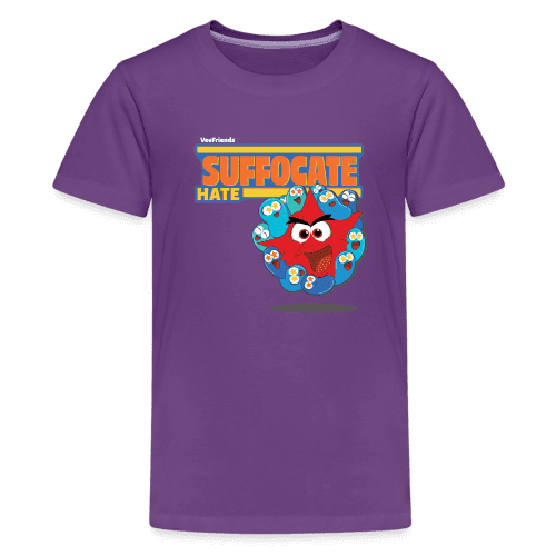 Suffocate Hate Character Comfort Kids Tee - purple