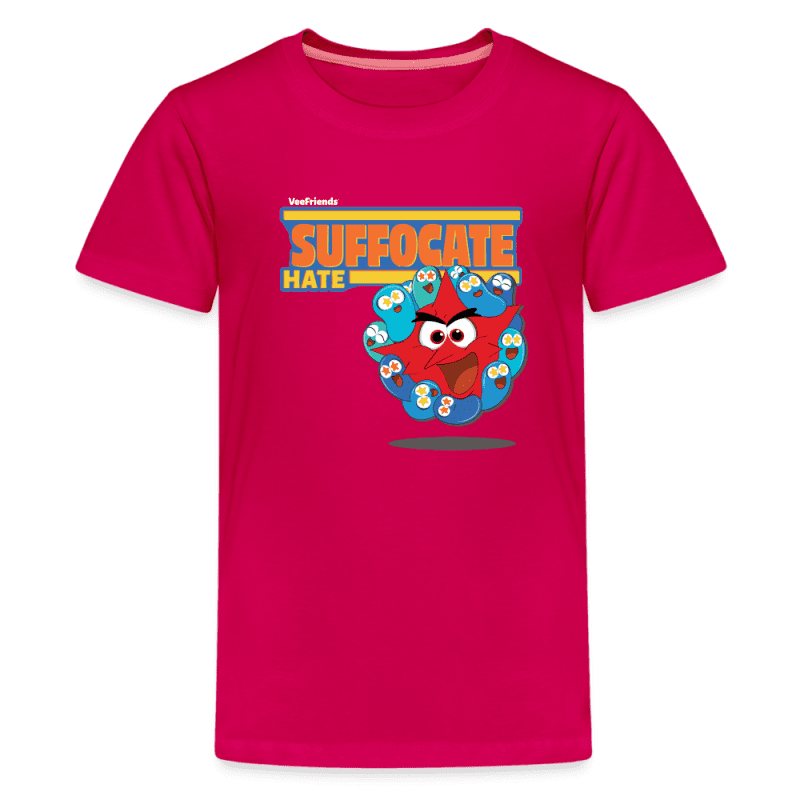 Suffocate Hate Character Comfort Kids Tee - dark pink