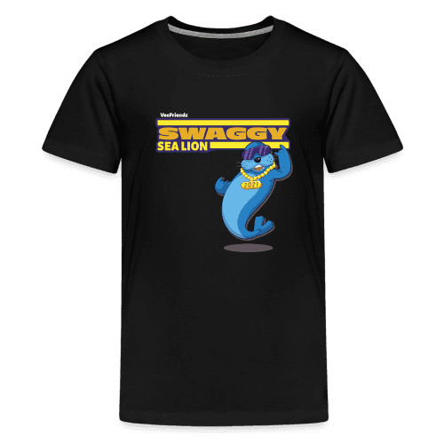 Swaggy Sea Lion Character Comfort Kids Tee - black