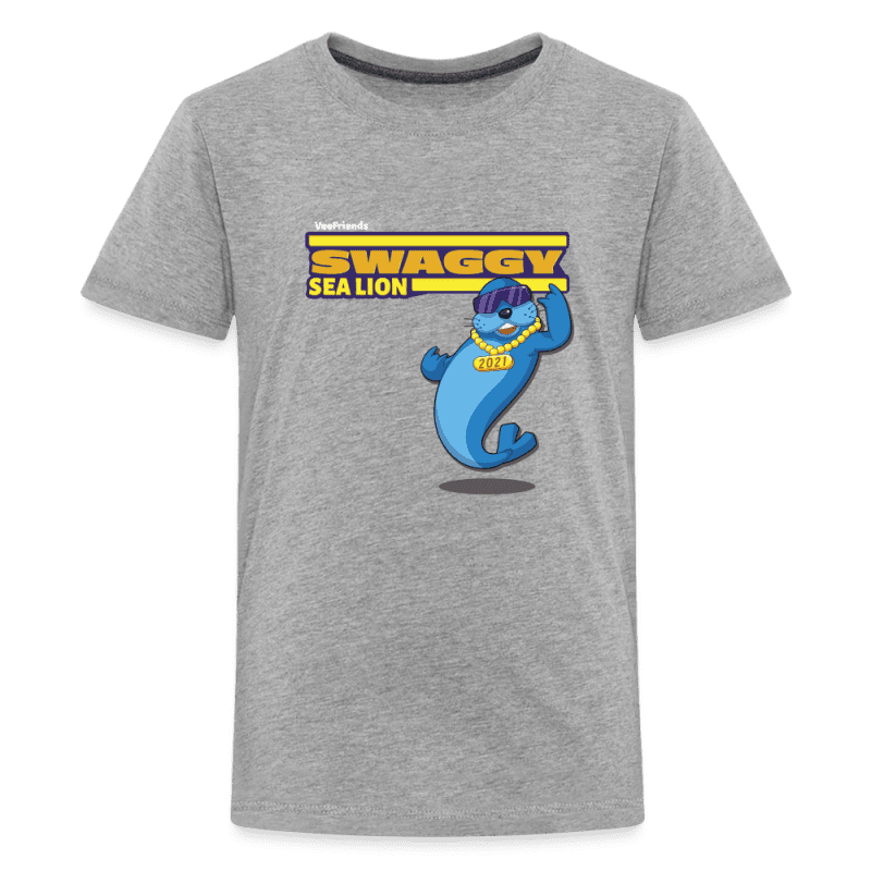 Swaggy Sea Lion Character Comfort Kids Tee - heather gray