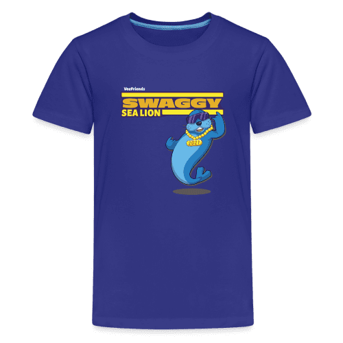 Swaggy Sea Lion Character Comfort Kids Tee - royal blue