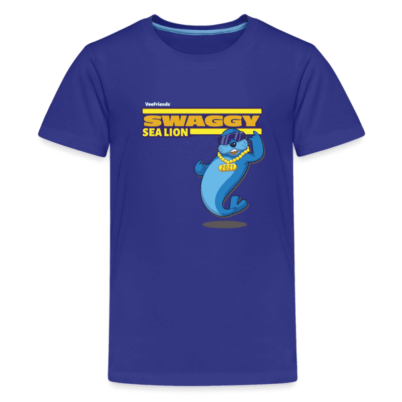 Swaggy Sea Lion Character Comfort Kids Tee - royal blue