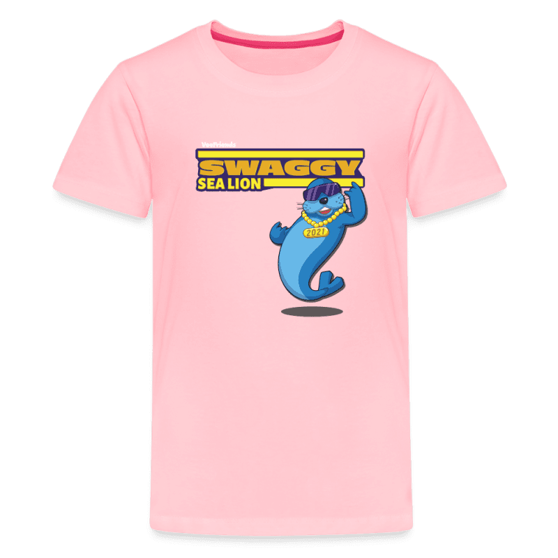 Swaggy Sea Lion Character Comfort Kids Tee - pink