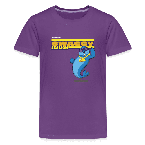 Swaggy Sea Lion Character Comfort Kids Tee - purple