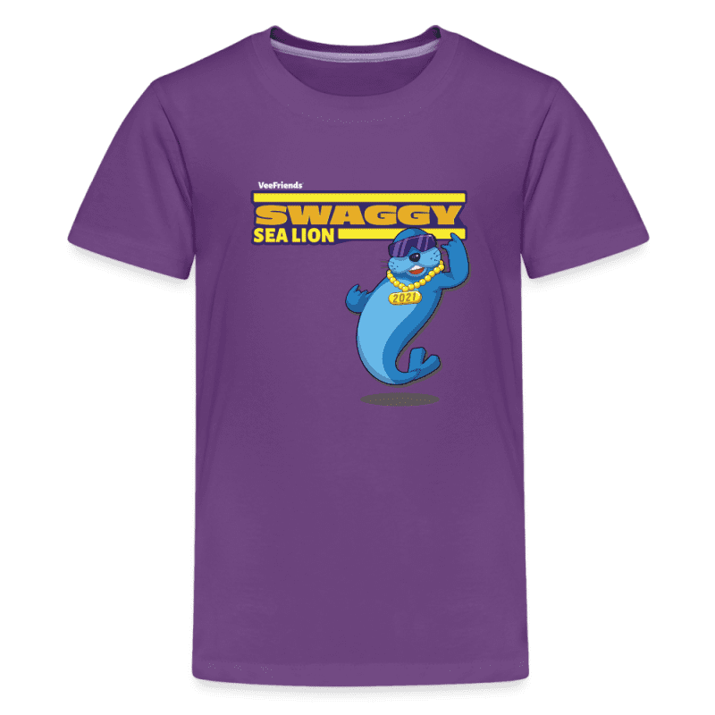 Swaggy Sea Lion Character Comfort Kids Tee - purple