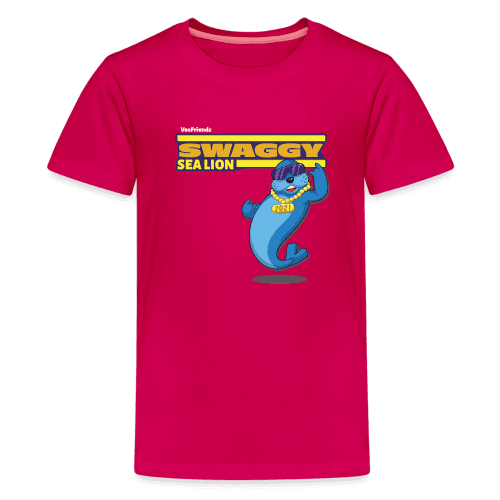 Swaggy Sea Lion Character Comfort Kids Tee - dark pink