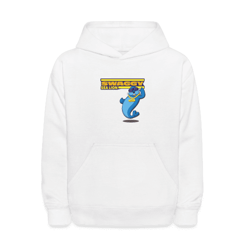 Swaggy Sea Lion Character Comfort Kids Hoodie - white