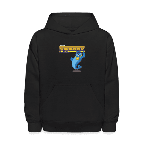 Swaggy Sea Lion Character Comfort Kids Hoodie - black