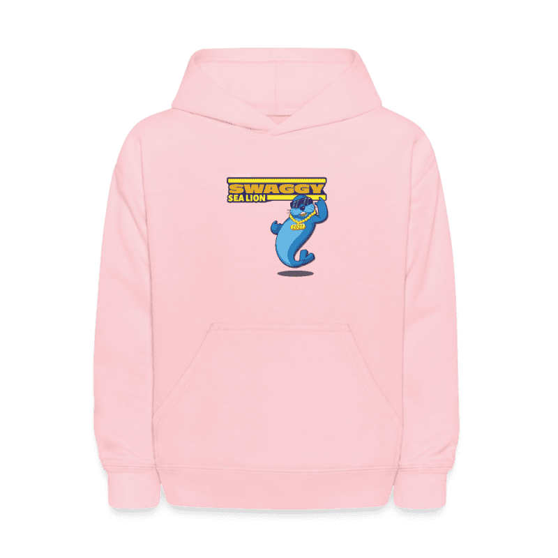 Swaggy Sea Lion Character Comfort Kids Hoodie - pink