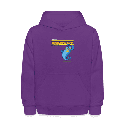 Swaggy Sea Lion Character Comfort Kids Hoodie - purple