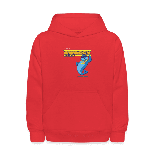 Swaggy Sea Lion Character Comfort Kids Hoodie - red