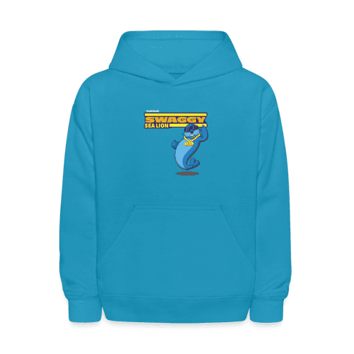 Swaggy Sea Lion Character Comfort Kids Hoodie - turquoise