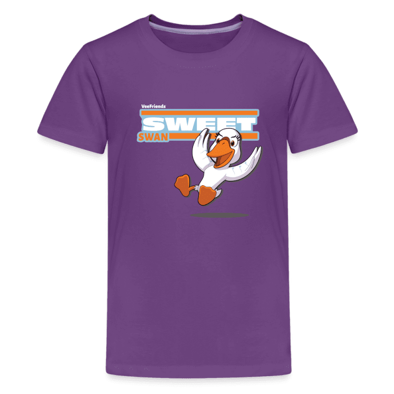 Sweet Swan Character Comfort Kids Tee - purple