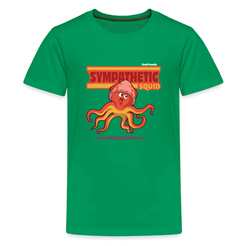 Sympathetic Squid Character Comfort Kids Tee - kelly green