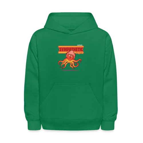 Sympathetic Squid Character Comfort Kids Hoodie - kelly green