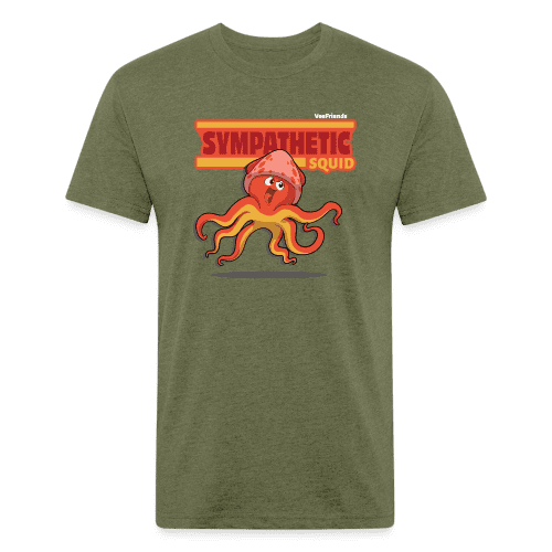 Sympathetic Squid Character Comfort Adult Tee - heather military green