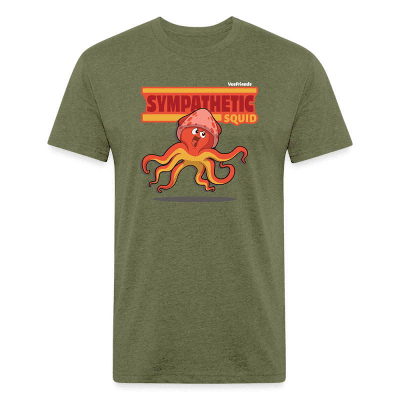 Sympathetic Squid Character Comfort Adult Tee - heather military green