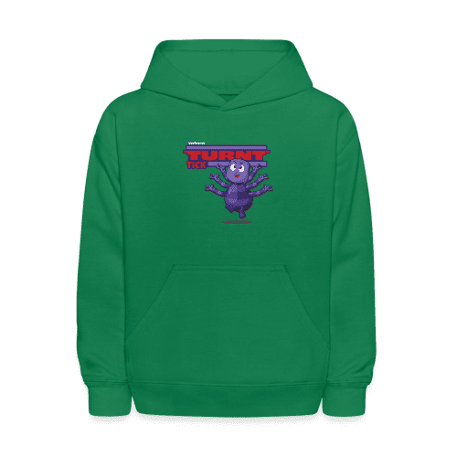 "Turnt" Tick Character Comfort Kids Hoodie - kelly green