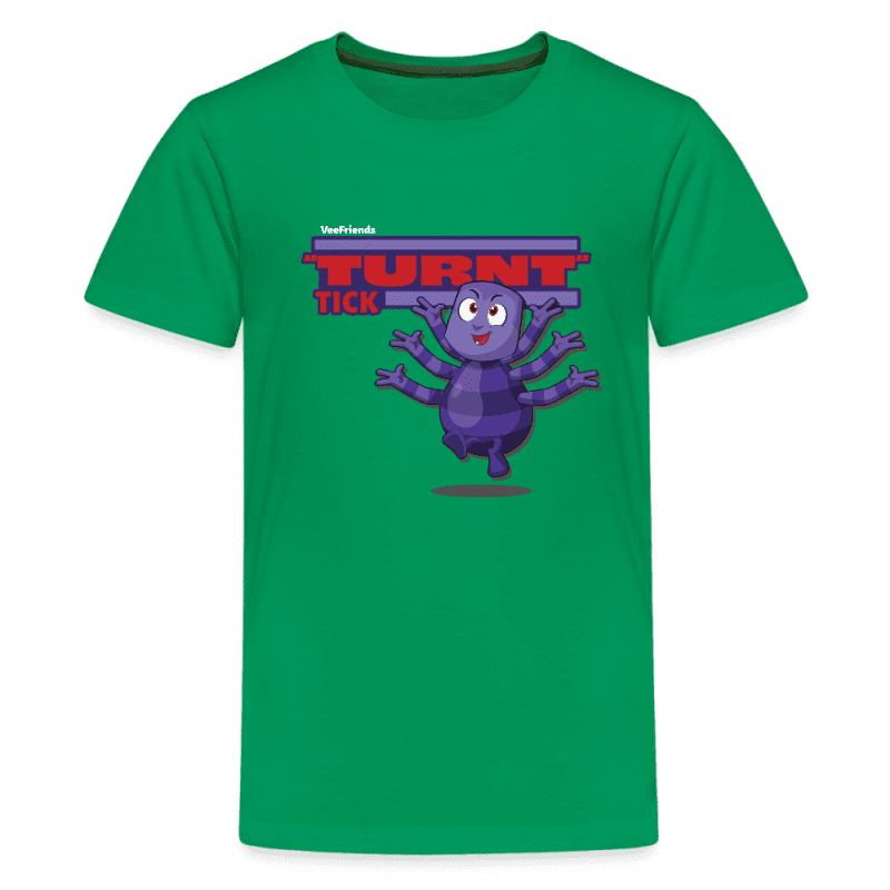 "Turnt" Tick Character Comfort Kids Tee - kelly green