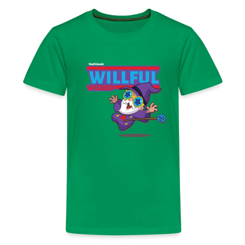 Willful Wizard Character Comfort Kids Tee - kelly green