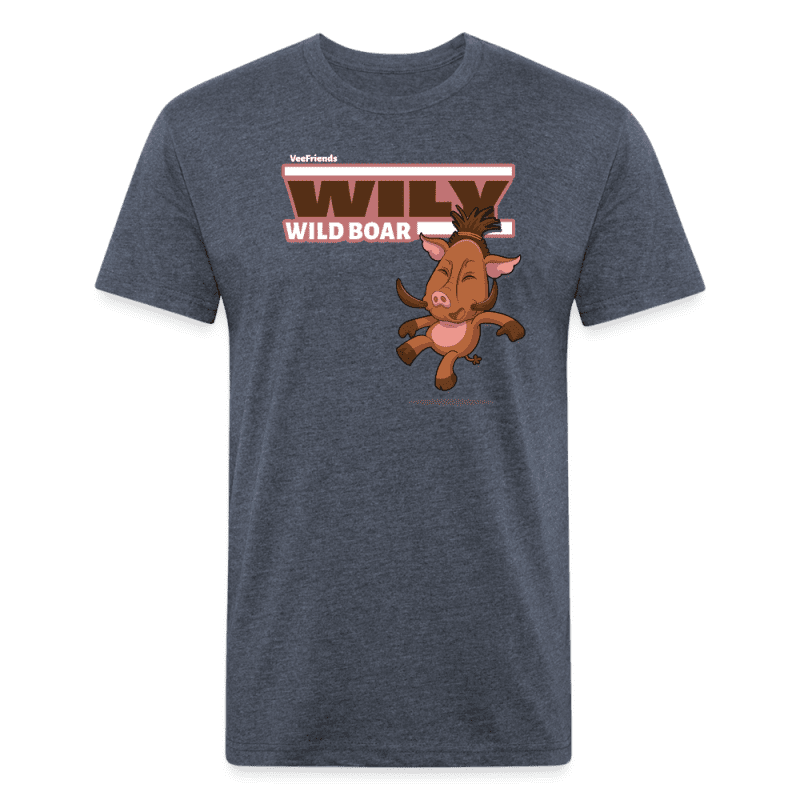 Wily Wild Boar Character Comfort Adult Tee - heather navy