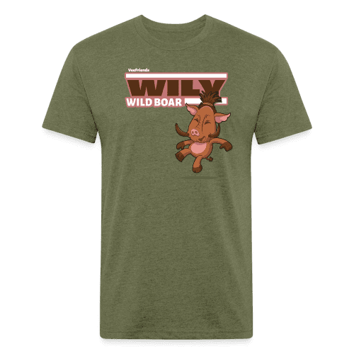 Wily Wild Boar Character Comfort Adult Tee - heather military green