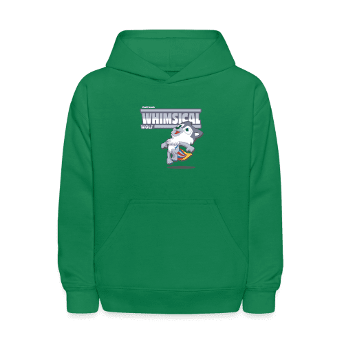 Whimsical Wolf Character Comfort Kids Hoodie - kelly green