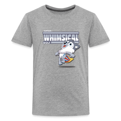 Whimsical Wolf Character Comfort Kids Tee - heather gray