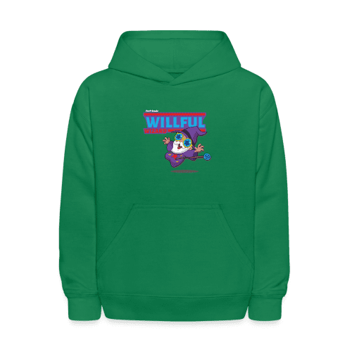 Willful Wizard Character Comfort Kids Hoodie - kelly green