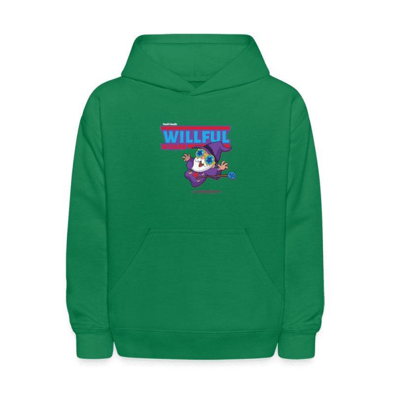 Willful Wizard Character Comfort Kids Hoodie - kelly green