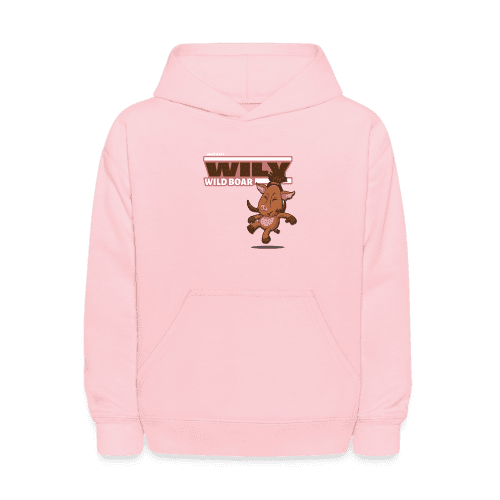 Wily Wild Boar Character Comfort Kids Hoodie - pink