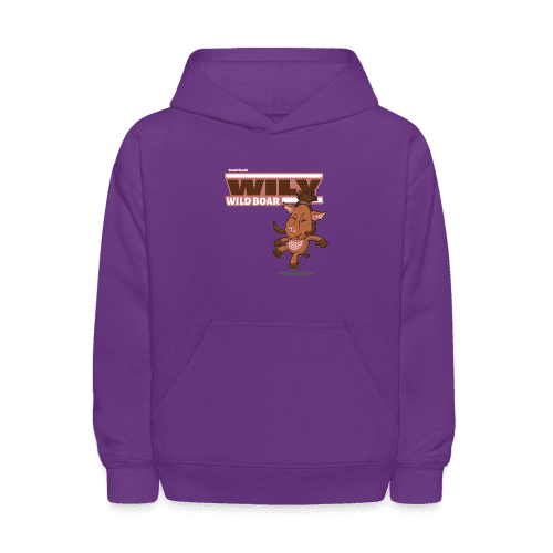 Wily Wild Boar Character Comfort Kids Hoodie - purple