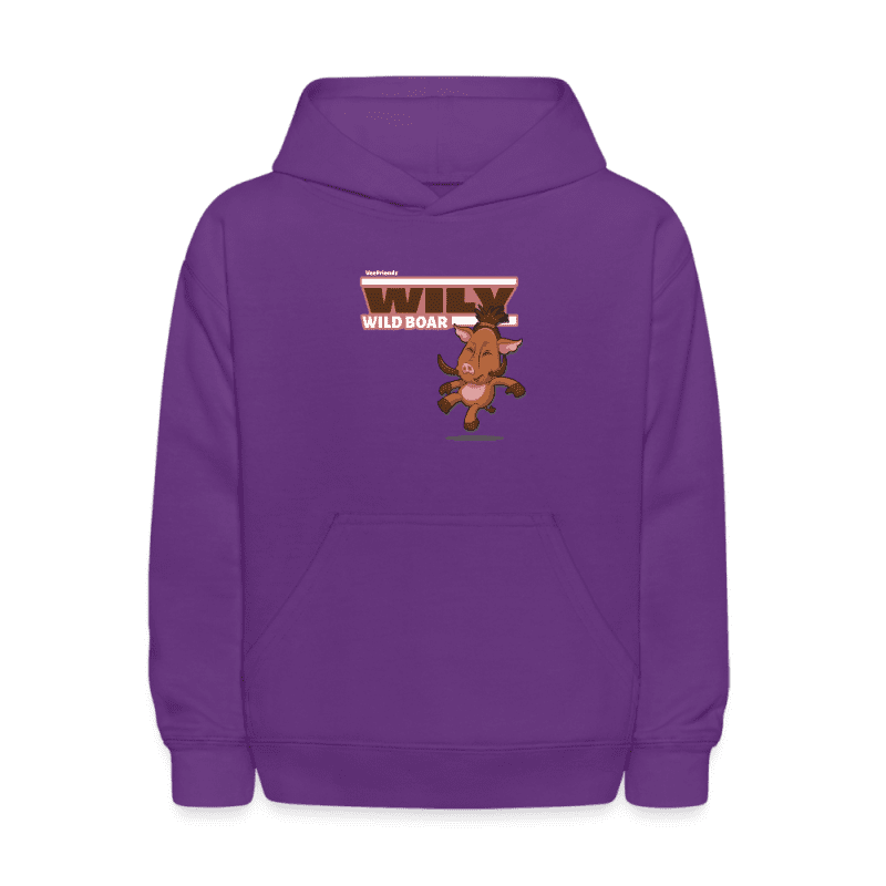 Wily Wild Boar Character Comfort Kids Hoodie - purple