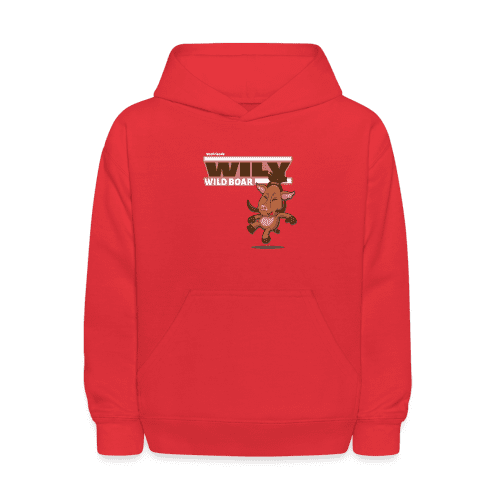 Wily Wild Boar Character Comfort Kids Hoodie - red