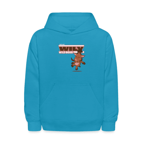 Wily Wild Boar Character Comfort Kids Hoodie - turquoise