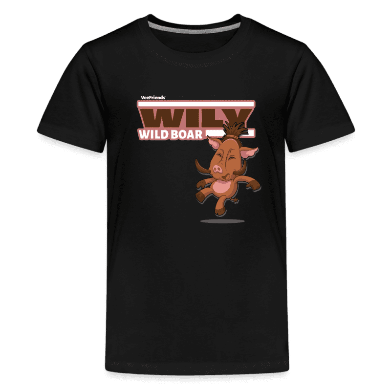 Wily Wild Boar Character Comfort Kids Tee - black