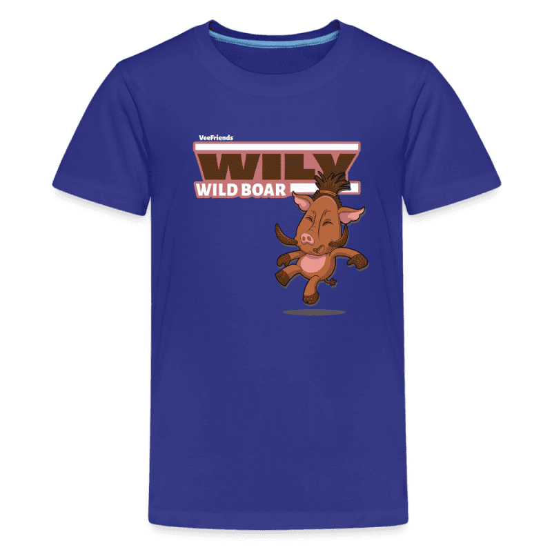 Wily Wild Boar Character Comfort Kids Tee - royal blue