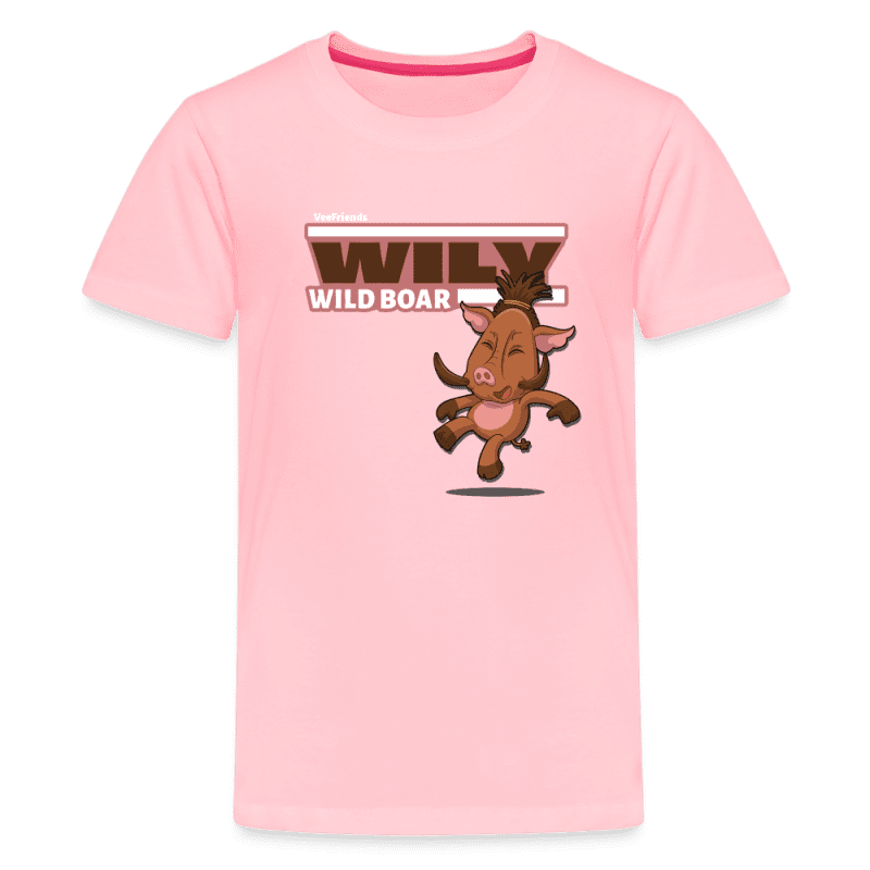 Wily Wild Boar Character Comfort Kids Tee - pink