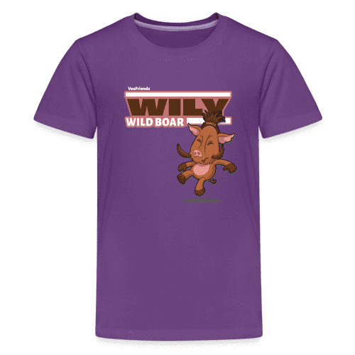 Wily Wild Boar Character Comfort Kids Tee - purple