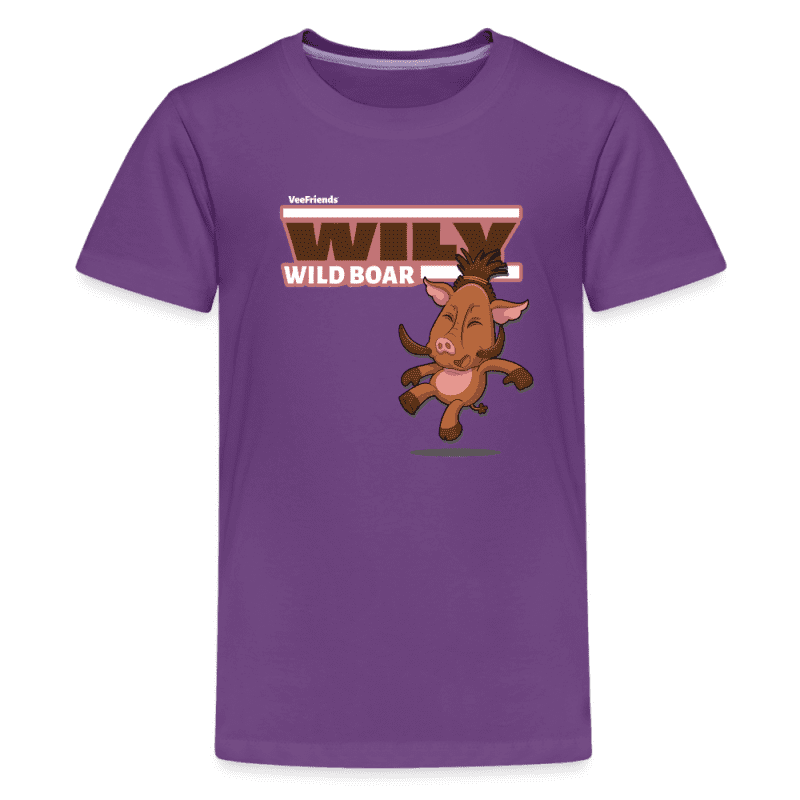 Wily Wild Boar Character Comfort Kids Tee - purple