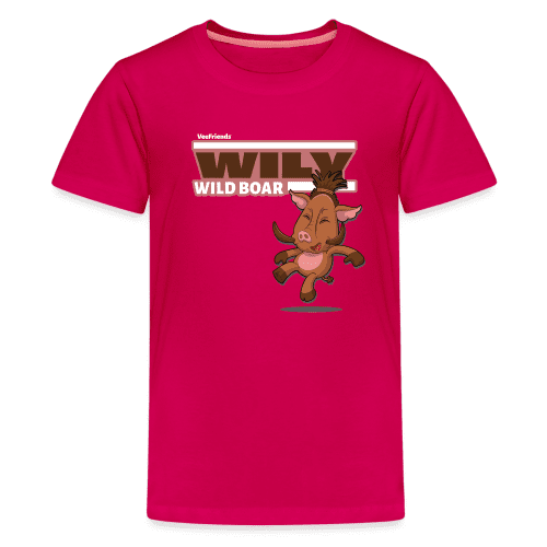 Wily Wild Boar Character Comfort Kids Tee - dark pink