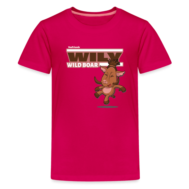 Wily Wild Boar Character Comfort Kids Tee - dark pink