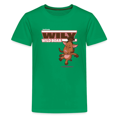 Wily Wild Boar Character Comfort Kids Tee - kelly green