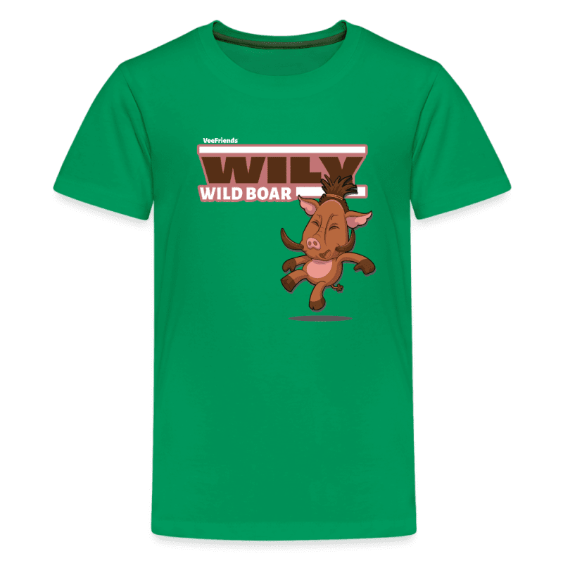 Wily Wild Boar Character Comfort Kids Tee - kelly green