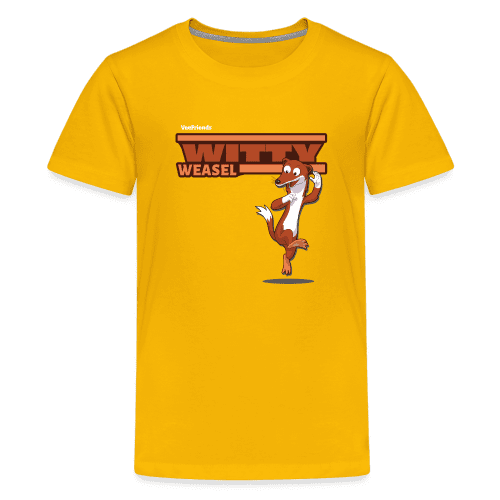 Witty Weasel Character Comfort Kids Tee - sun yellow