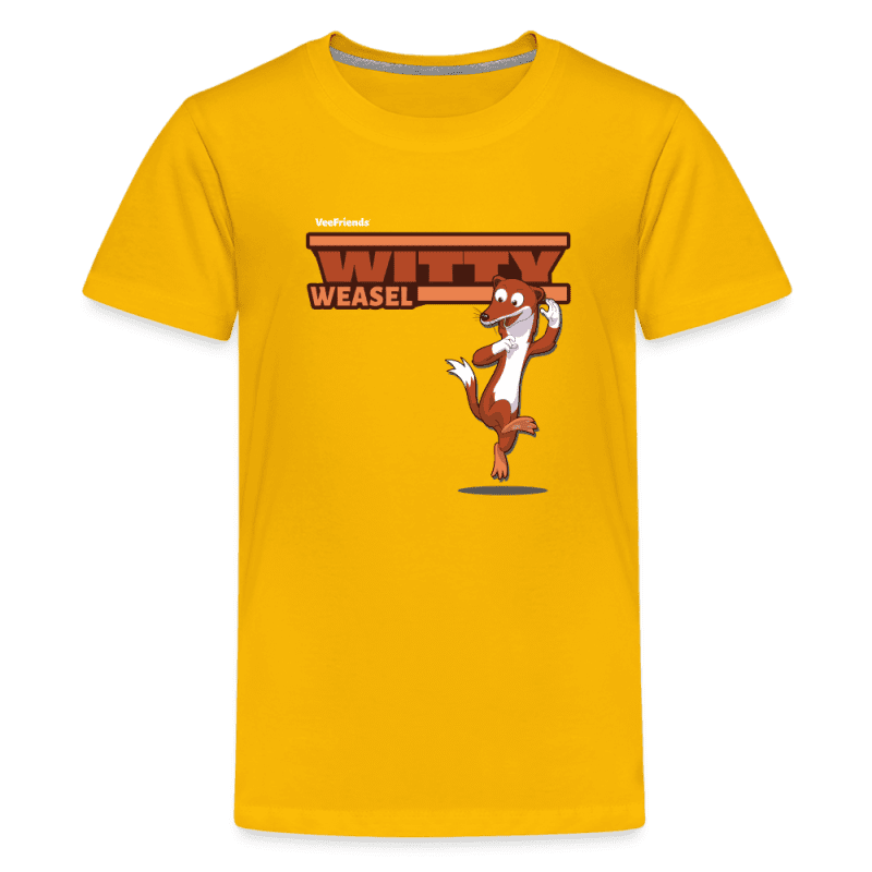 Witty Weasel Character Comfort Kids Tee - sun yellow