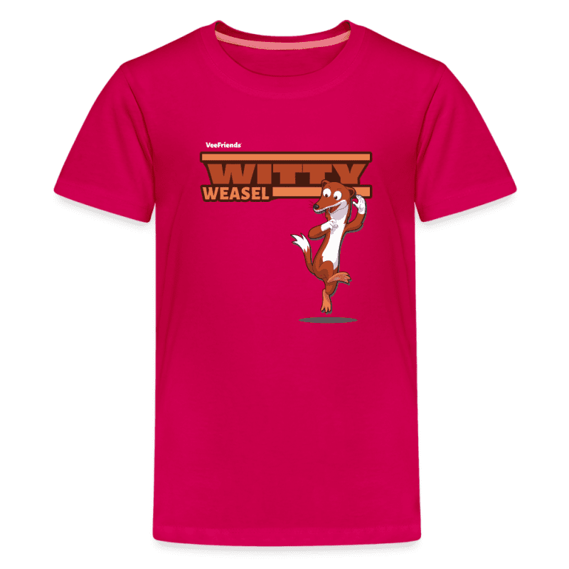 Witty Weasel Character Comfort Kids Tee - dark pink