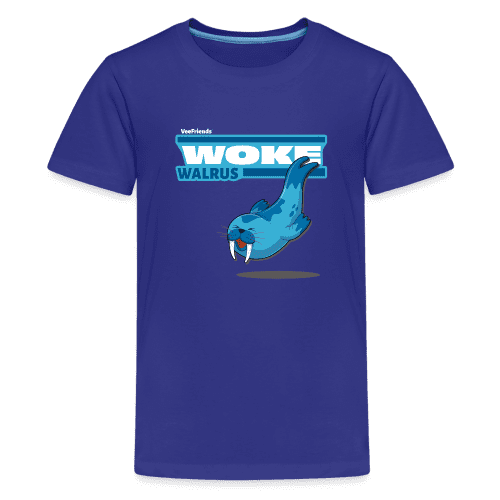 Woke Walrus Character Comfort Kids Tee - royal blue